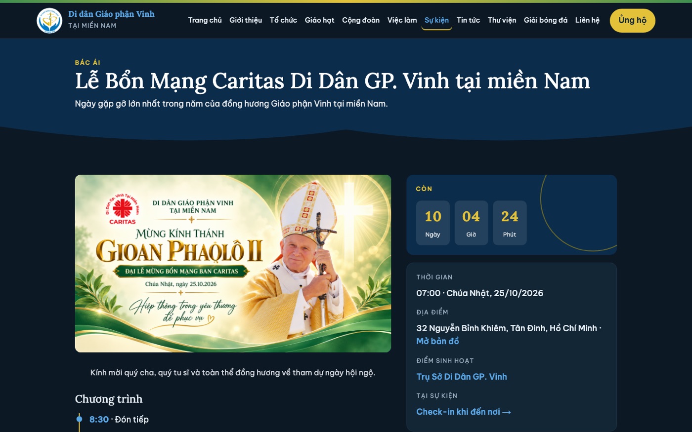 Di dân Giáo phận Vinh – Sự kiện: đếm ngược & đăng ký