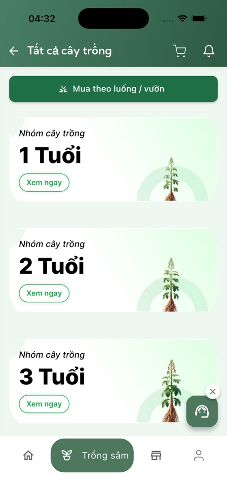 iWeFarm – App · Cây theo tuổi