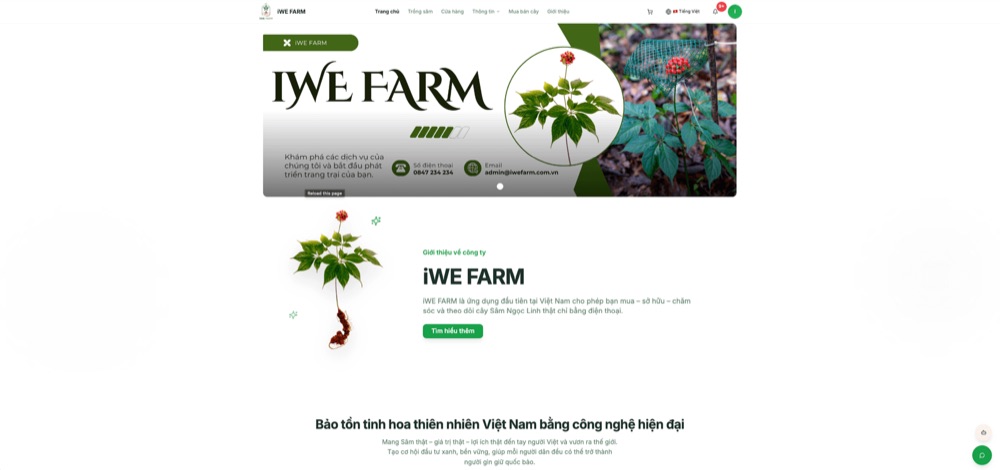 Giao diện website iWeFarm