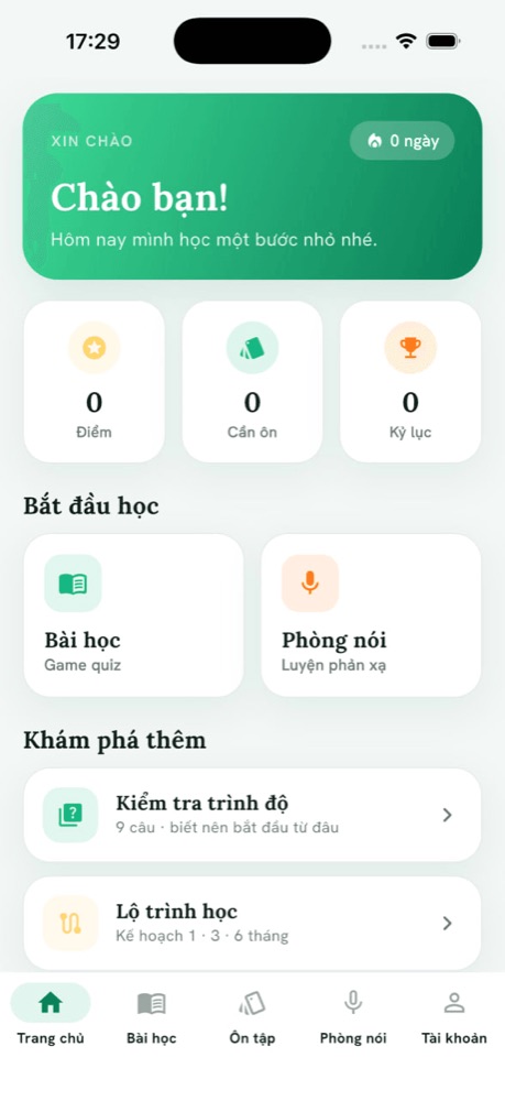 Giao diện app VietLeap English