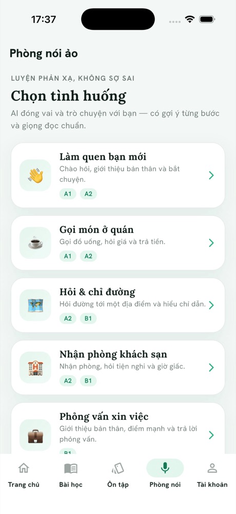VietLeap English – Phòng luyện nói AI