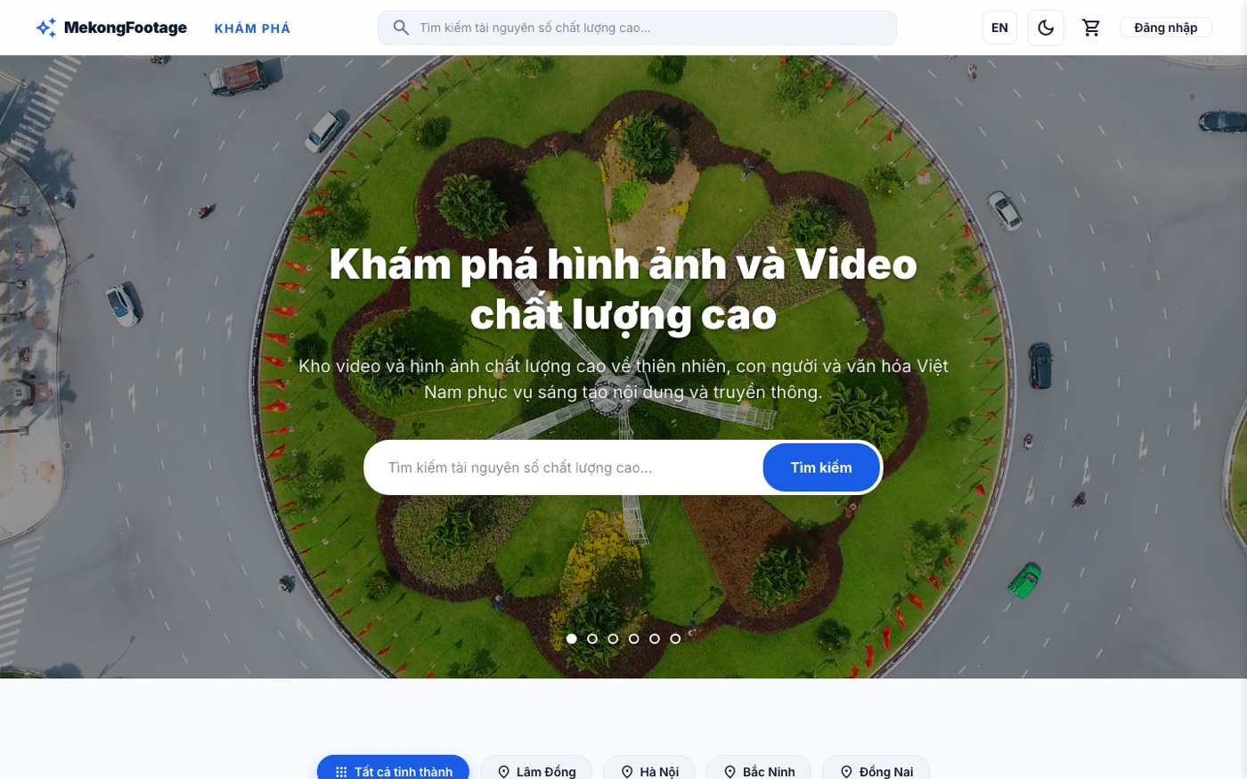 Giao diện website Mekong Footage